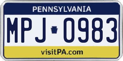 PA license plate MPJ0983