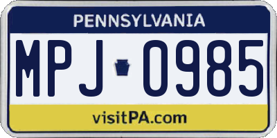 PA license plate MPJ0985