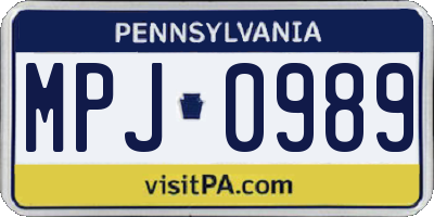PA license plate MPJ0989