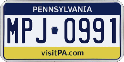 PA license plate MPJ0991