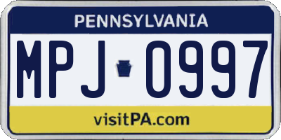 PA license plate MPJ0997