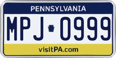 PA license plate MPJ0999