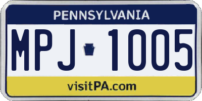PA license plate MPJ1005