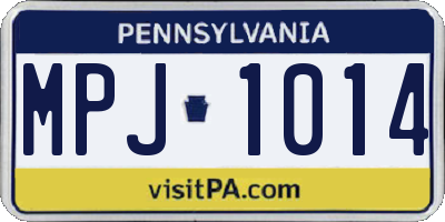 PA license plate MPJ1014