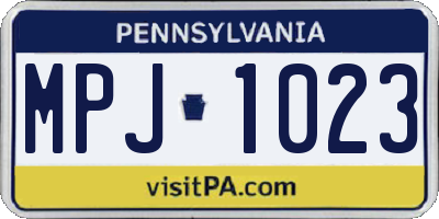 PA license plate MPJ1023