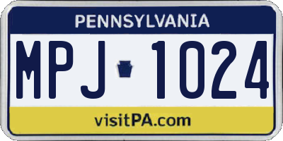 PA license plate MPJ1024