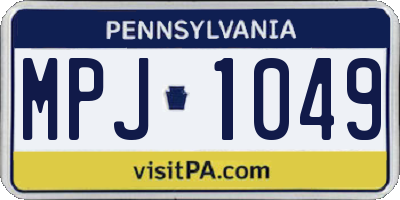 PA license plate MPJ1049