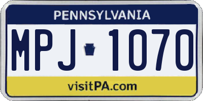 PA license plate MPJ1070