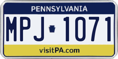 PA license plate MPJ1071