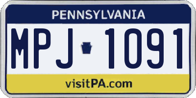PA license plate MPJ1091