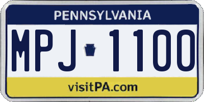PA license plate MPJ1100