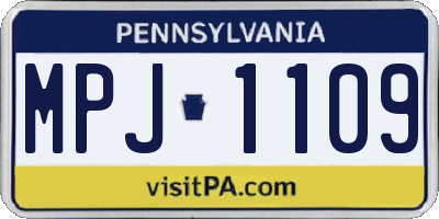 PA license plate MPJ1109