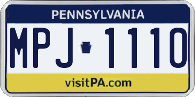 PA license plate MPJ1110