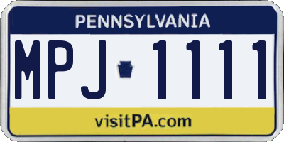 PA license plate MPJ1111