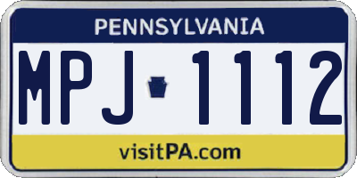 PA license plate MPJ1112