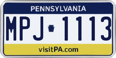 PA license plate MPJ1113