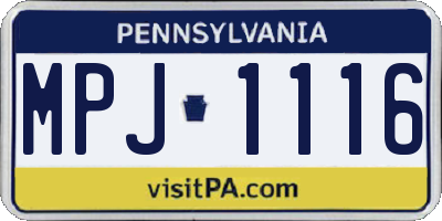PA license plate MPJ1116