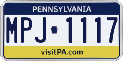 PA license plate MPJ1117