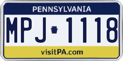 PA license plate MPJ1118