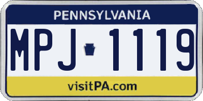 PA license plate MPJ1119