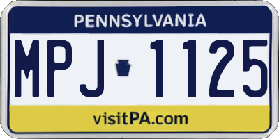 PA license plate MPJ1125