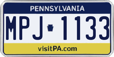 PA license plate MPJ1133