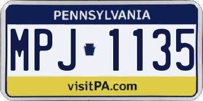 PA license plate MPJ1135
