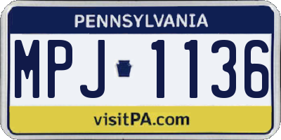 PA license plate MPJ1136