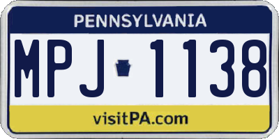 PA license plate MPJ1138