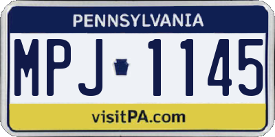 PA license plate MPJ1145