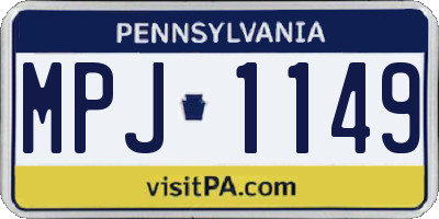 PA license plate MPJ1149