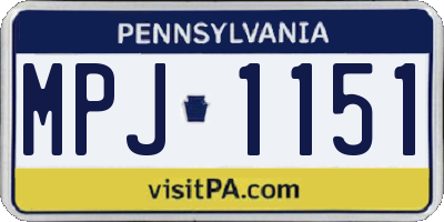 PA license plate MPJ1151