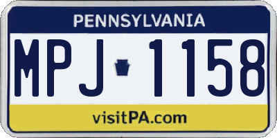 PA license plate MPJ1158