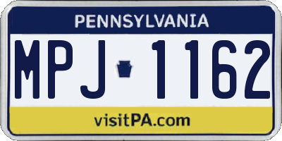 PA license plate MPJ1162
