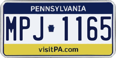PA license plate MPJ1165