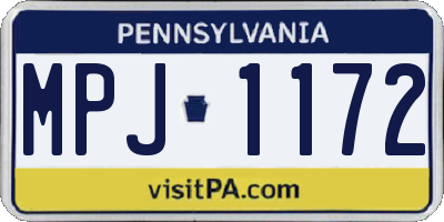 PA license plate MPJ1172