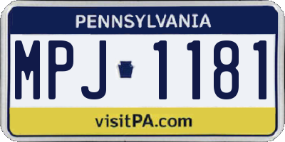 PA license plate MPJ1181
