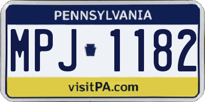 PA license plate MPJ1182