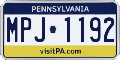 PA license plate MPJ1192