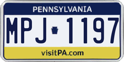 PA license plate MPJ1197