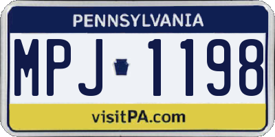 PA license plate MPJ1198