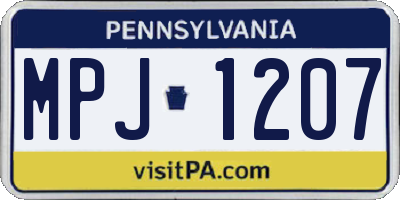 PA license plate MPJ1207