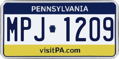 PA license plate MPJ1209