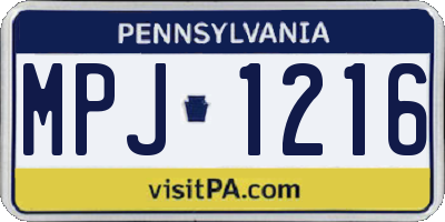 PA license plate MPJ1216