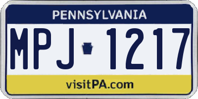 PA license plate MPJ1217