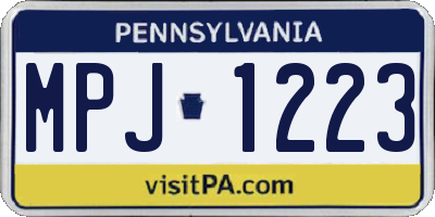 PA license plate MPJ1223