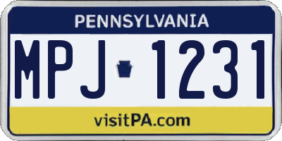 PA license plate MPJ1231