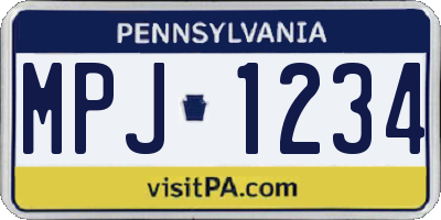 PA license plate MPJ1234