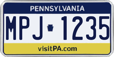 PA license plate MPJ1235