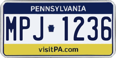 PA license plate MPJ1236